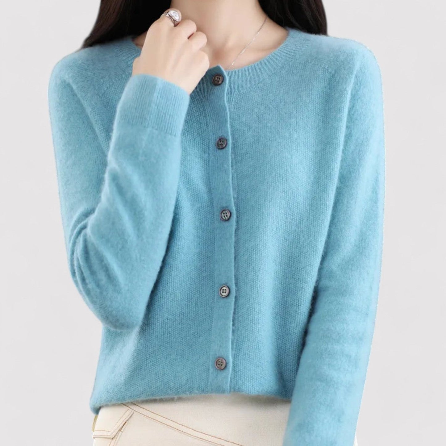 Monarch | Women's Wool Cardigan Open Neck Cashmere Sweater