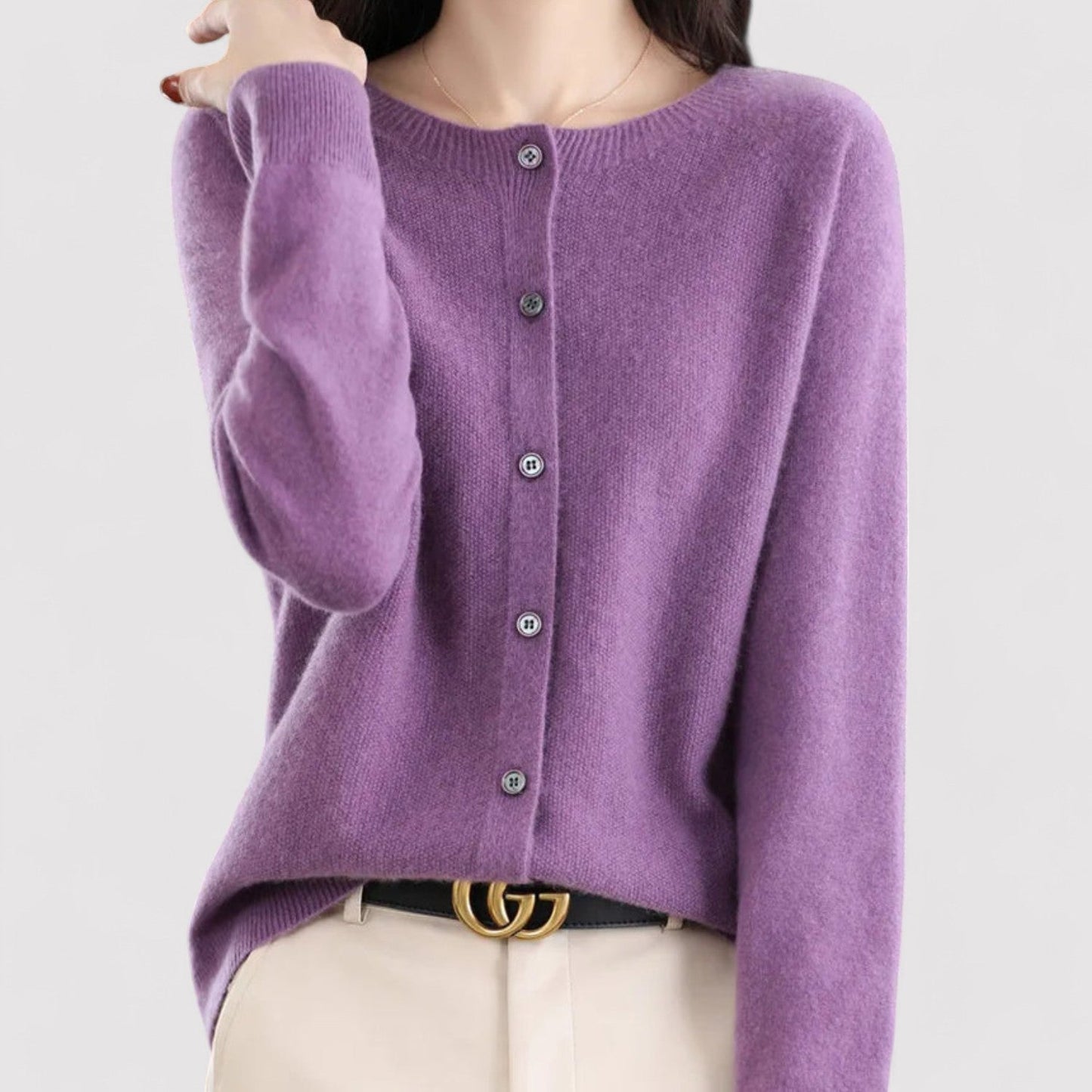 Monarch | Women's Wool Cardigan Open Neck Cashmere Sweater