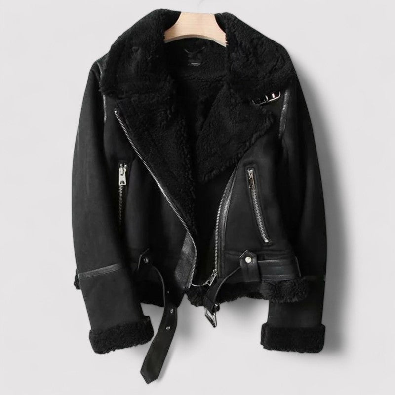 Monarch | Women's Leather Jacket with Sherpa Execution